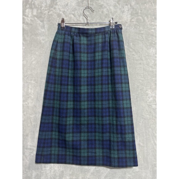 Pendleton Dresses & Skirts - Vintage Pendleton Blackwatch Tartan Skirt Women's Petite 6 Wool Blue Plaid Long